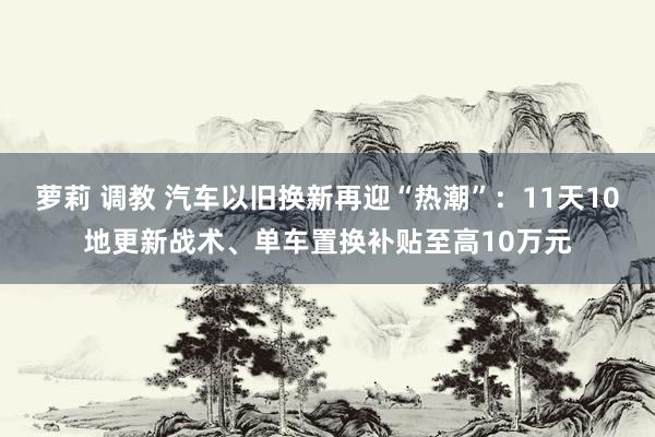 萝莉 调教 汽车以旧换新再迎“热潮”：11天10地更新战术、单车置换补贴至高10万元
