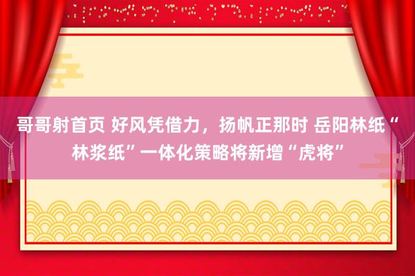 哥哥射首页 好风凭借力，扬帆正那时 岳阳林纸“林浆纸”一体化策略将新增“虎将”
