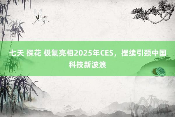七天 探花 极氪亮相2025年CES，捏续引颈中国科技新波浪